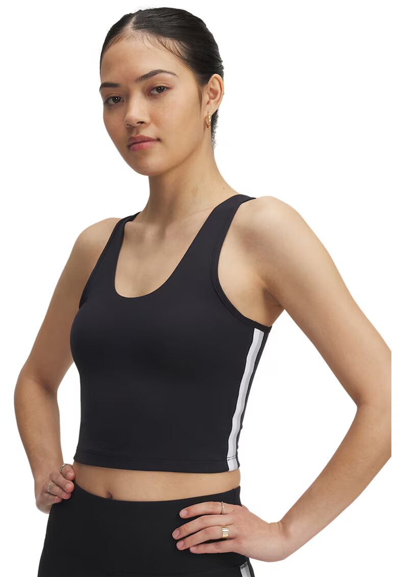 Under Armour Top crop cu logo - pentru fitness - Alb/Negru