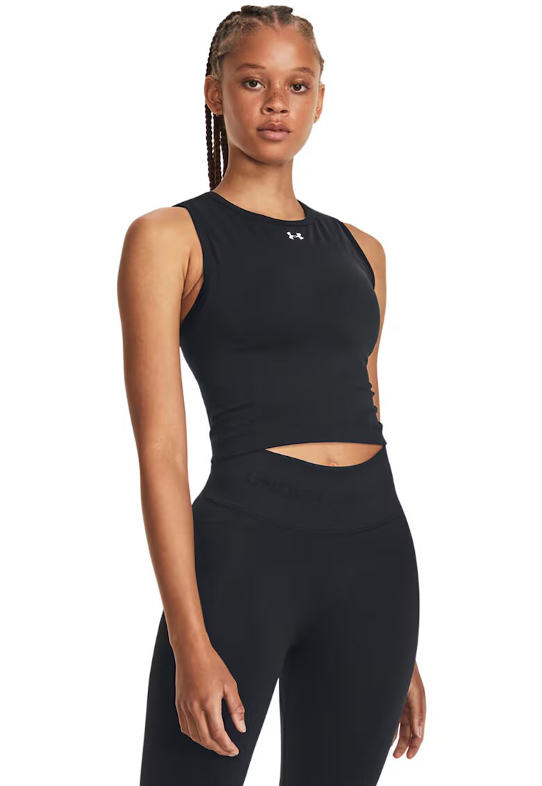 Under Armour Top crop fara cusaturi pentru antrenament Train - Negru