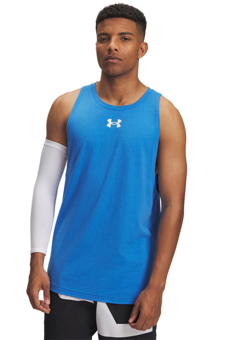 Under Armour Top lejer pentru baschet Zone - Alb/Albastru