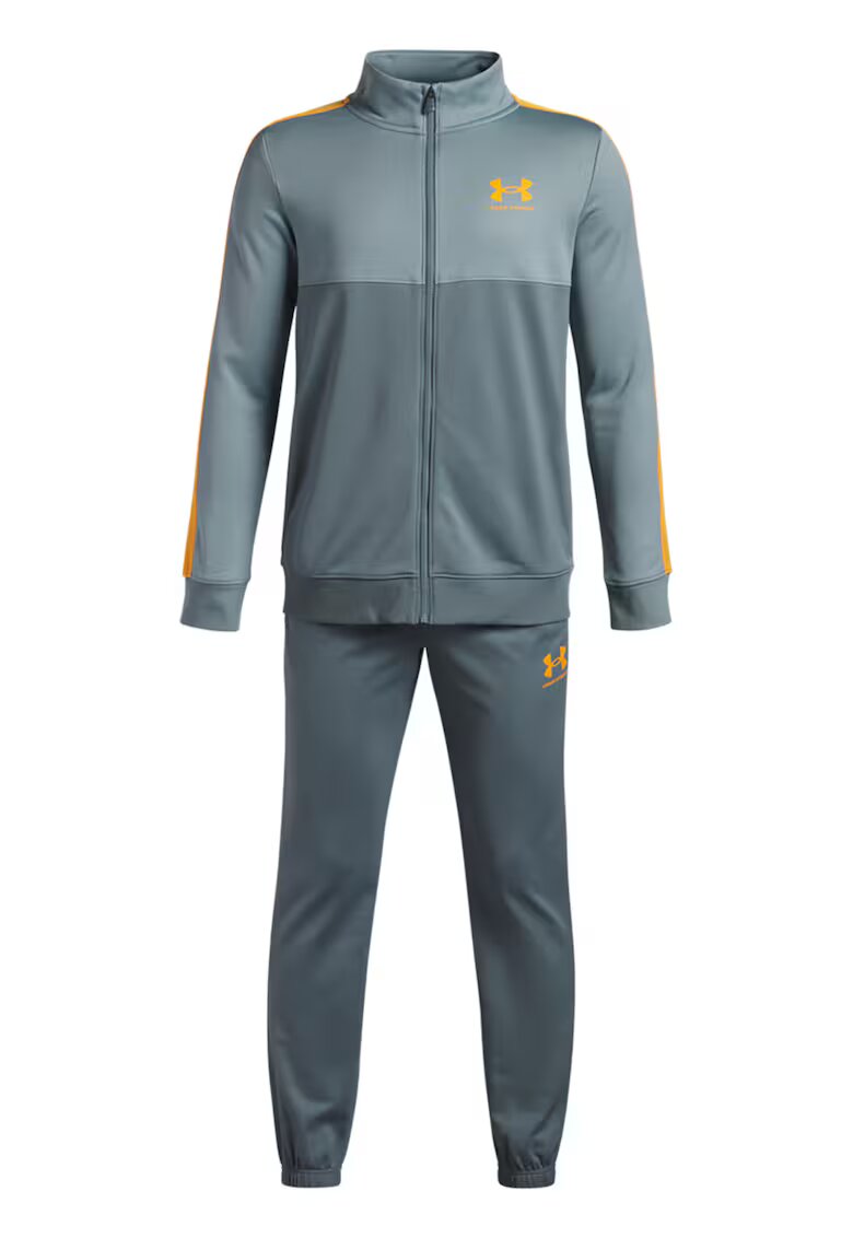 Under Armour Trening cu fermoar si model colorblock Rival - Gri/Portocaliu mandarina