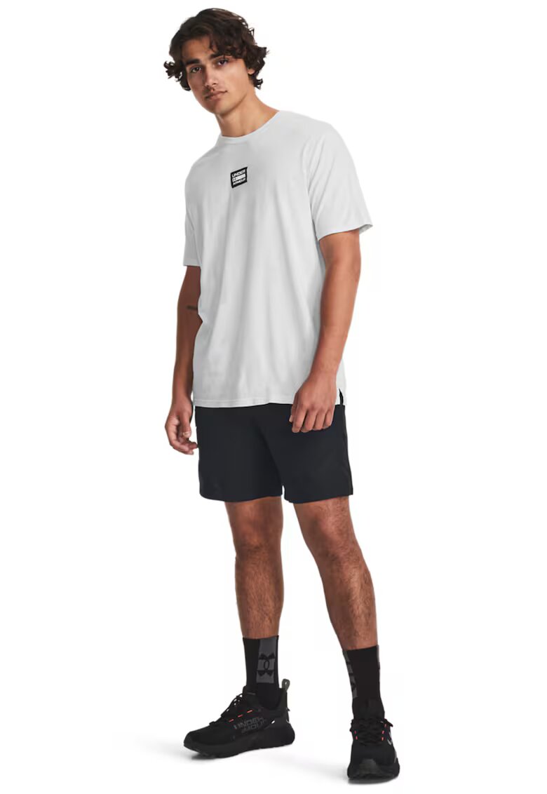 Under Armour Tricou cu aspect decolorat pentru fitness Elevated Core - Gri deschis
