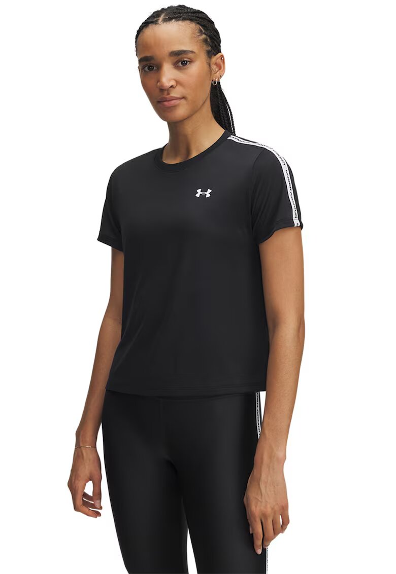 Under Armour Tricou cu benzi logo laterale pentru fitness Tech - Alb/Negru