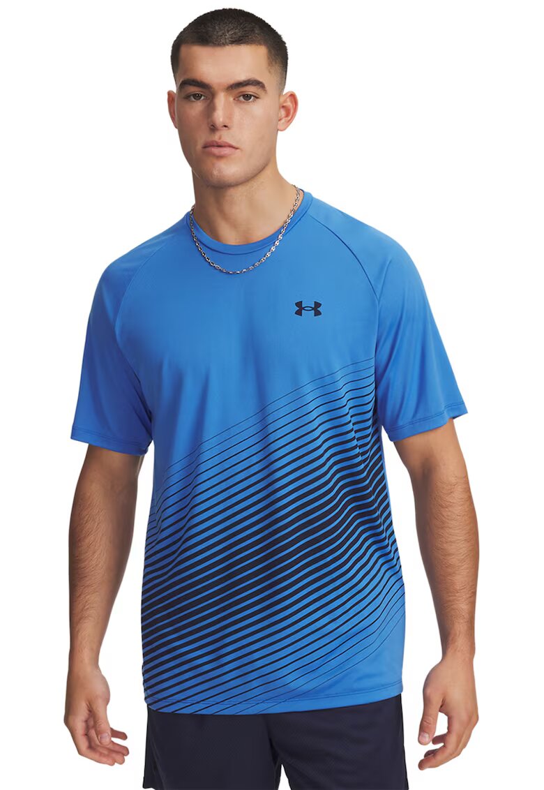 Under Armour Tricou cu decolteu la baza gatului - pentru antrenament Tech Fade - Negru/Albastru royal