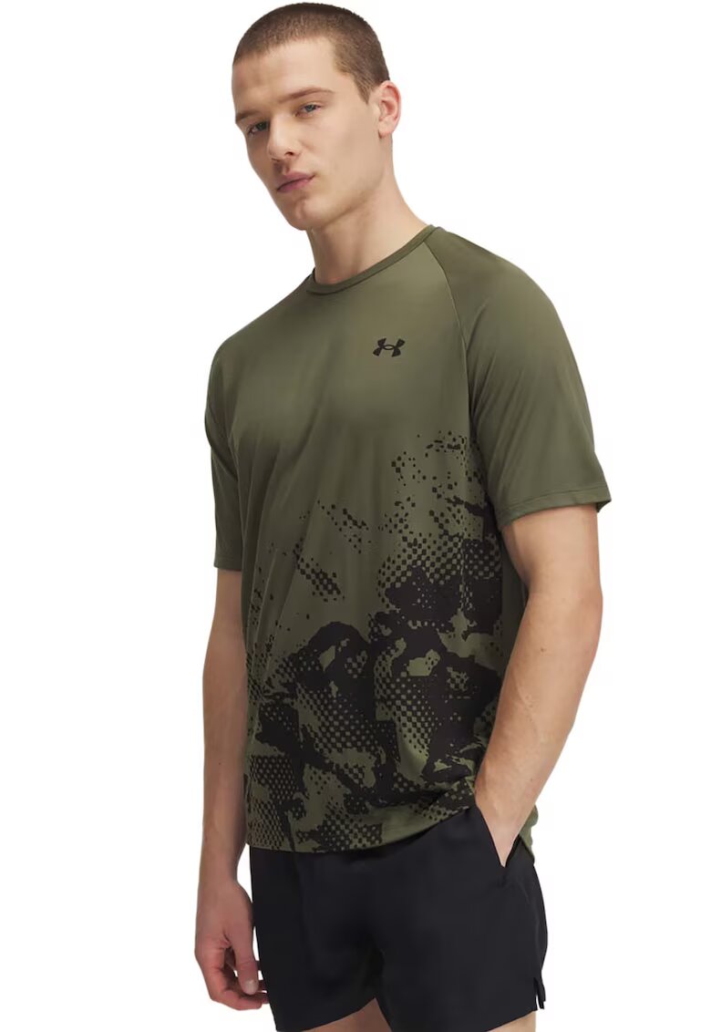 Under Armour Tricou cu decolteu la baza gatului pentru fitness - Negru/Kaki