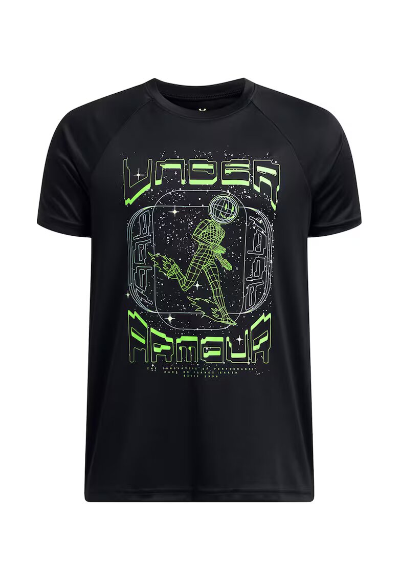 Under Armour Tricou cu decolteu la baza gatului si imprimeu grafic - Verde/Negru