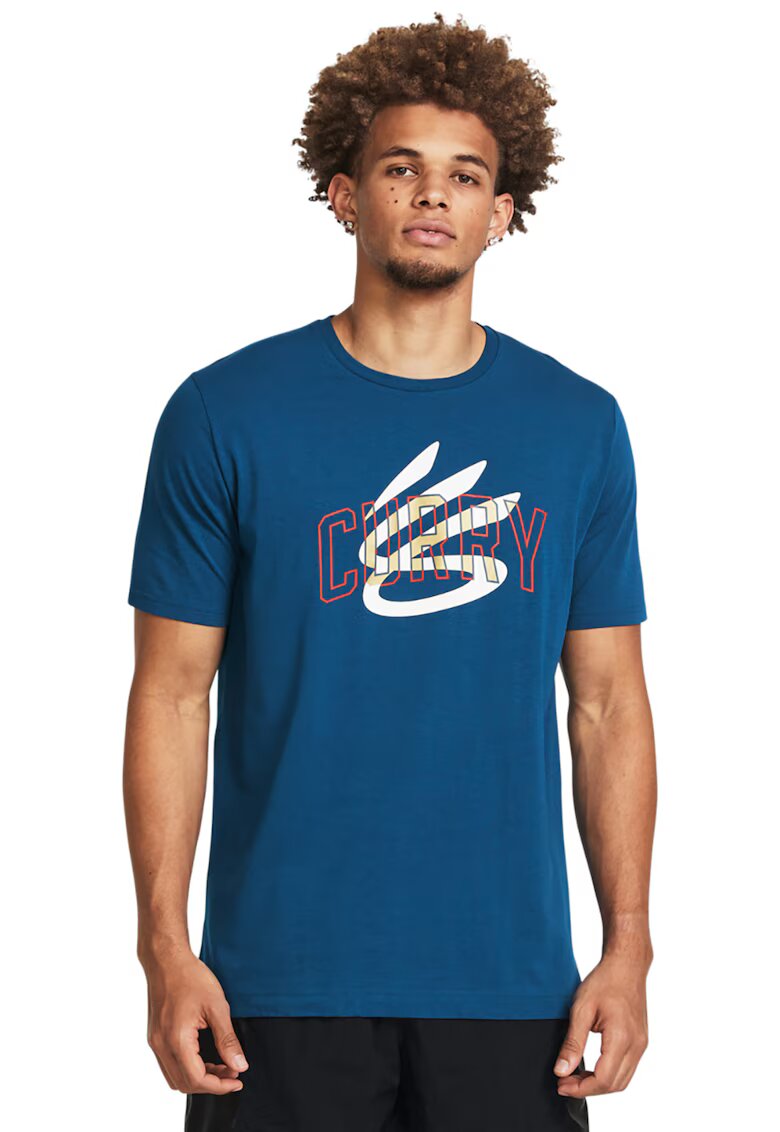 Under Armour Tricou cu decolteu rotund pentru baschet - Bleumarin