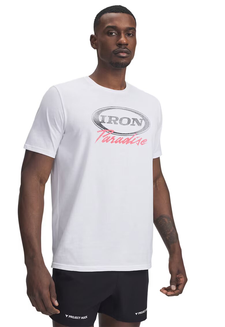 Under Armour Tricou cu imprimeu Iron Project Rock - Alb