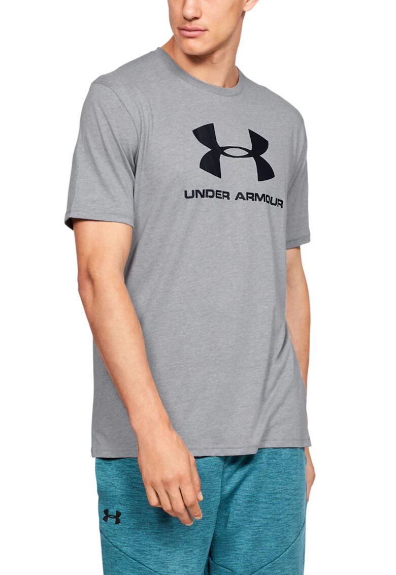 Under Armour Tricou cu imprimeu logo pentru antrenament Sportstyle - Gri melange