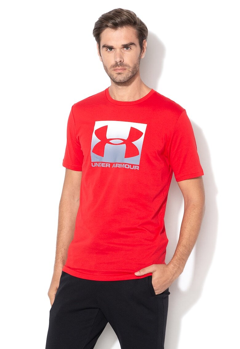 Under Armour Tricou cu imprimeu logo pentru fitness Boxed - Rosu