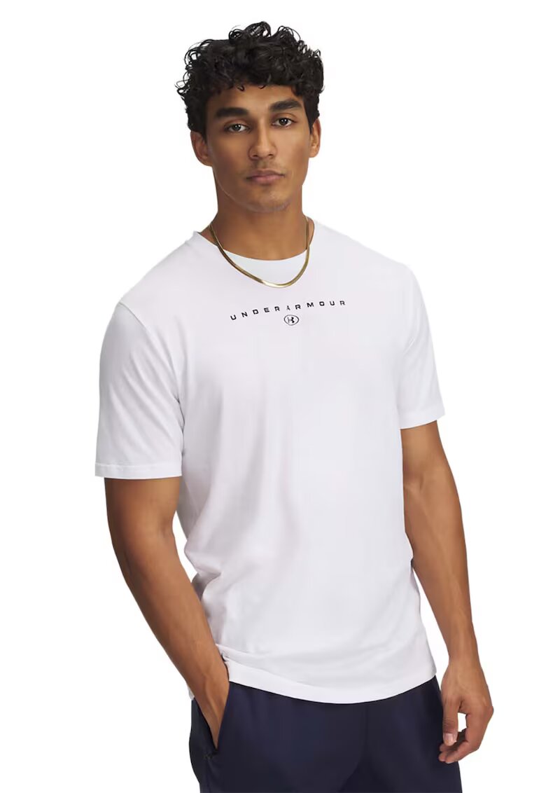 Under Armour Tricou cu imprimeu logo Stacked - Alb