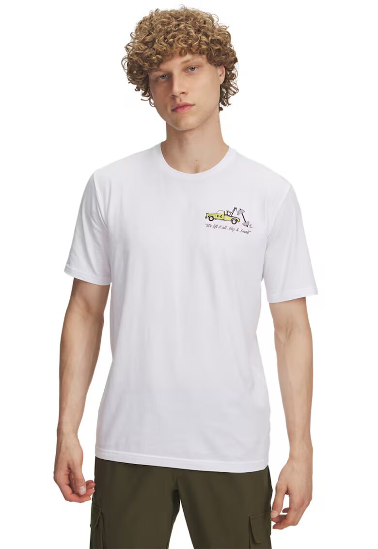 Under Armour Tricou cu imprimeu pe partea din spate Body Shop - Alb/Negru/Galben