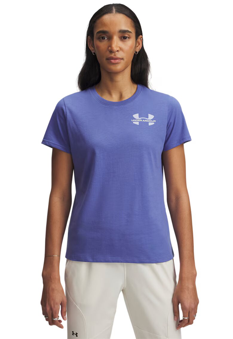 Under Armour Tricou cu logo pentru fitness - Albastru indigo
