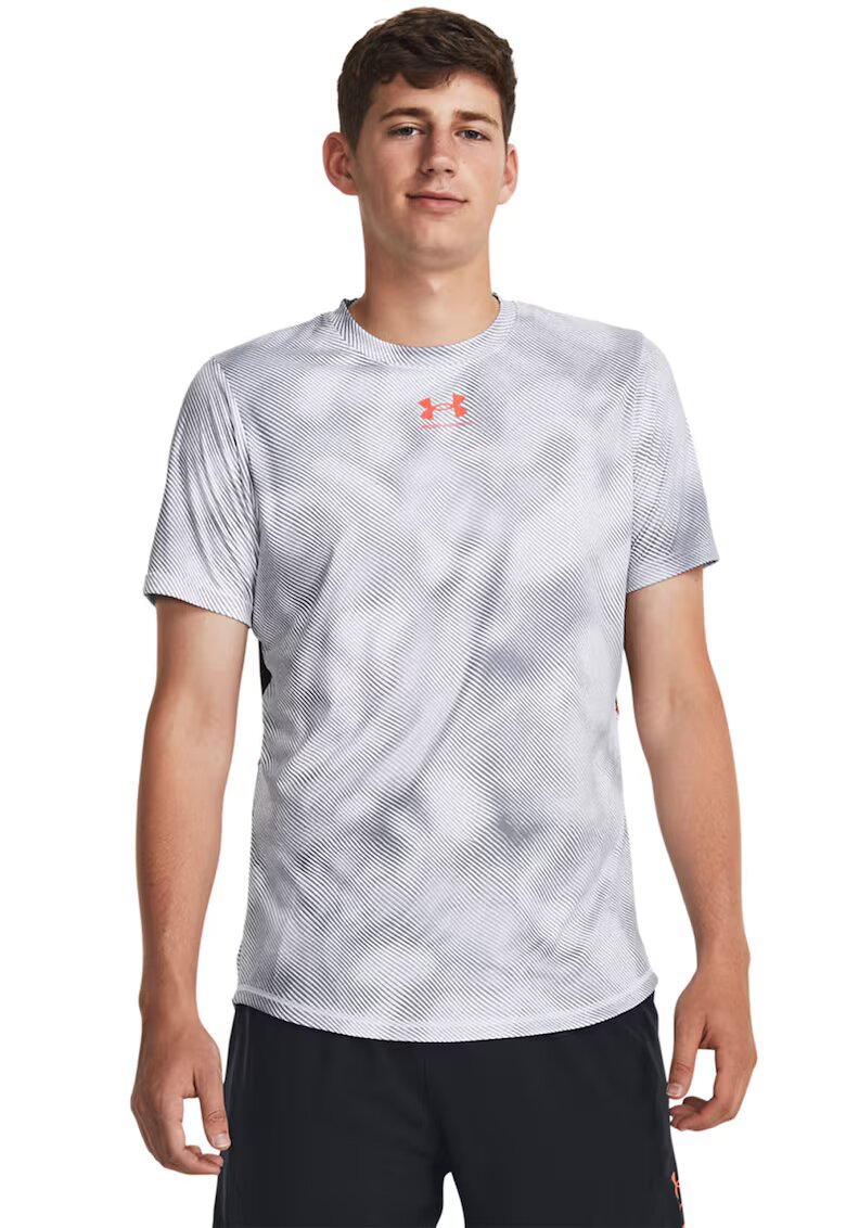 Under Armour Tricou cu logo pentru fotbal - Negru/Gri deschis
