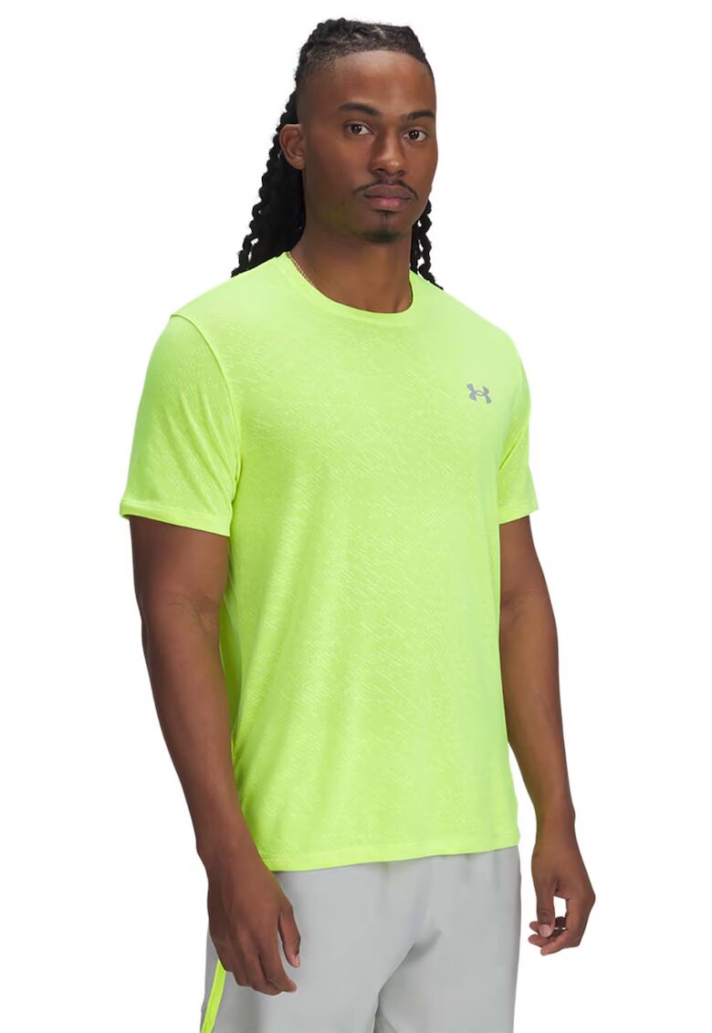 Under Armour Tricou cu model camuflaj pentru alergare Launch - Verde neon