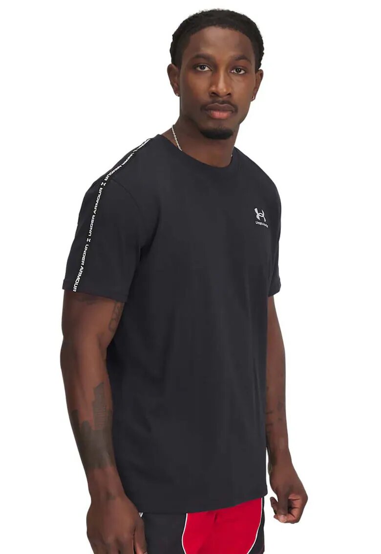Under Armour Tricou din amestec de bumbac cu banda logo Heavyweight Icon - Negru