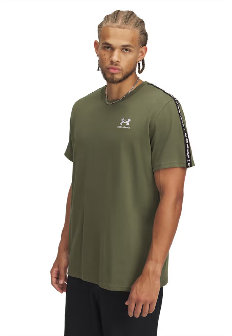 Under Armour Tricou din amestec de bumbac cu banda logo Heavyweight Icon - Verde masliniu
