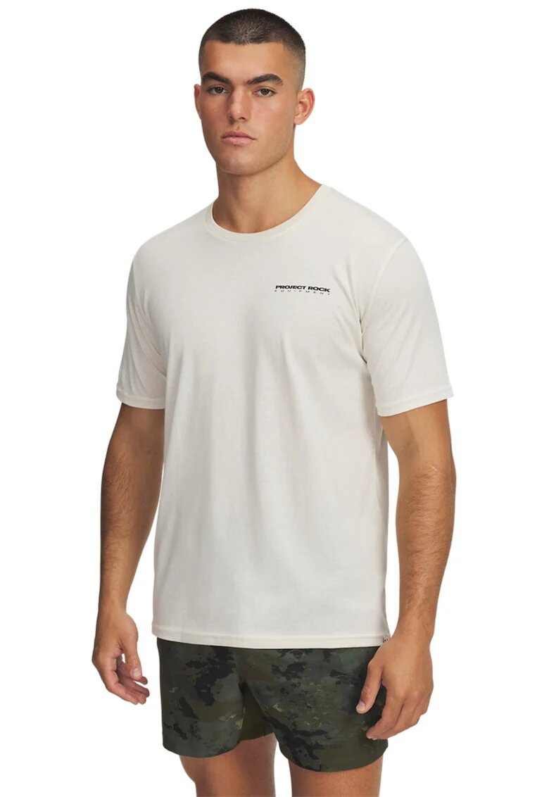 Under Armour Tricou din amestec de bumbac cu imprimeu - Crem
