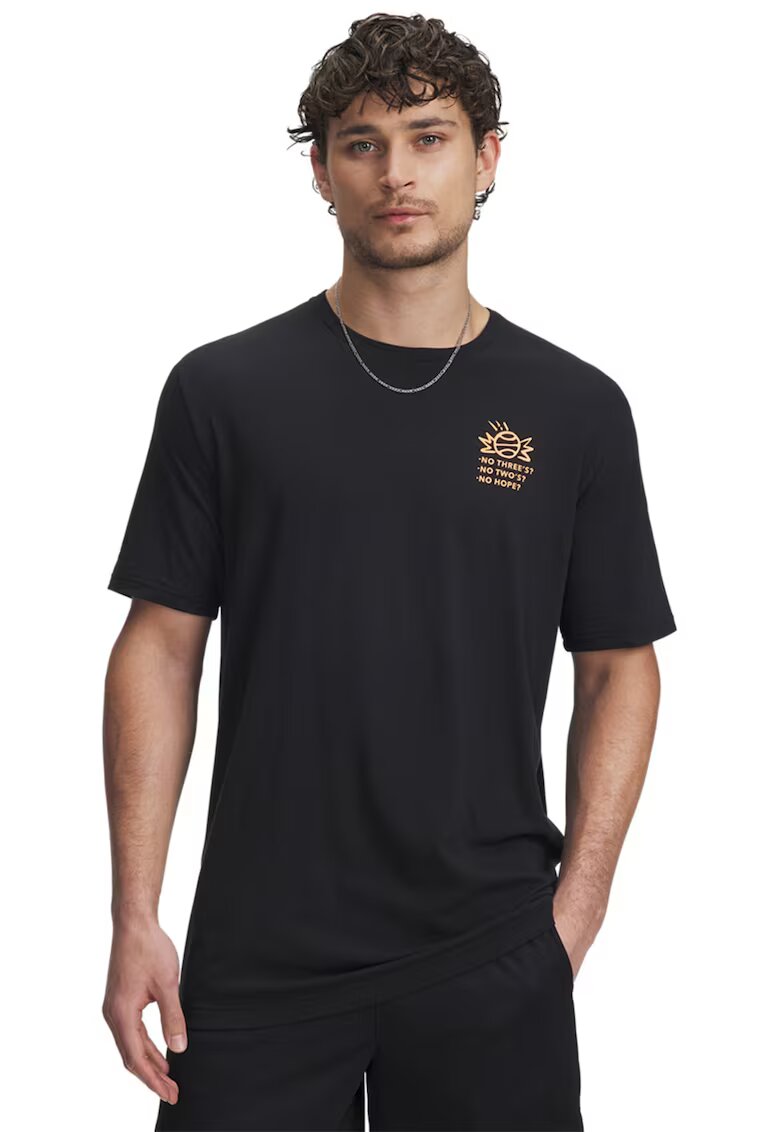 Under Armour Tricou din amestec de bumbac cu imprimeu pentru baschet - Negru