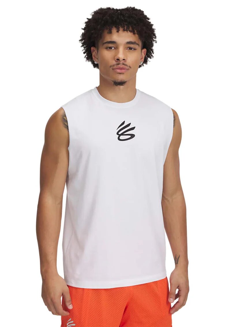 Under Armour Tricou fara maneci pentru baschet Curry - Negru/Alb optic