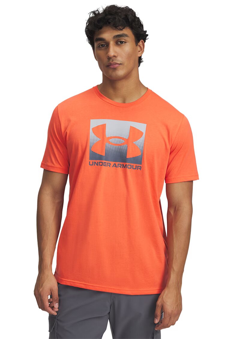 Under Armour Tricou lejer cu logo Boxed - Gri/Portocaliu
