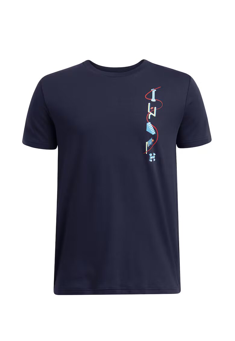 Under Armour Tricou regular fit cu imprimeu grafic pe spate - Galben pal/Bleumarin