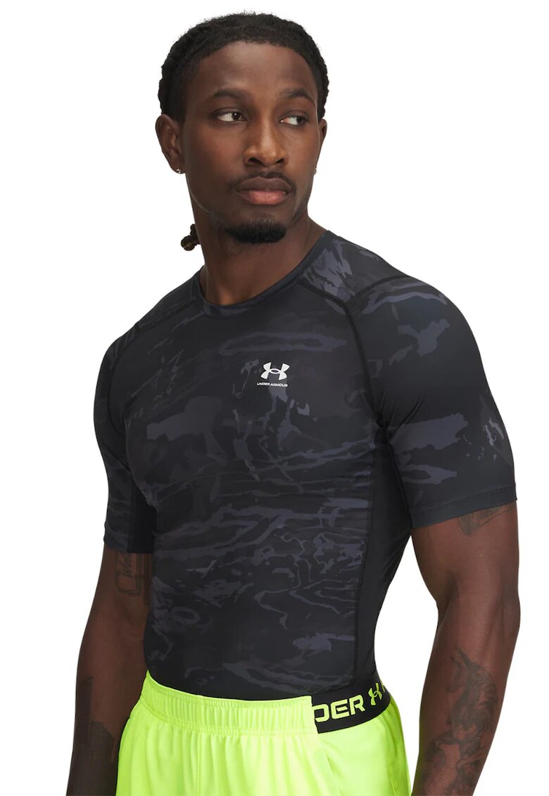 Under Armour Tricou slim fit pentru fitness - Negru/Gri inchis