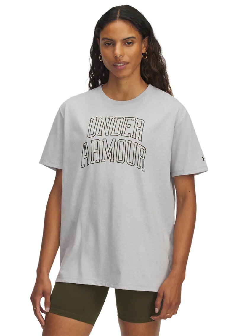 Under Armour Tricou supradimensionat cu imprimeu logo Rival OS Campus - Gri deschis