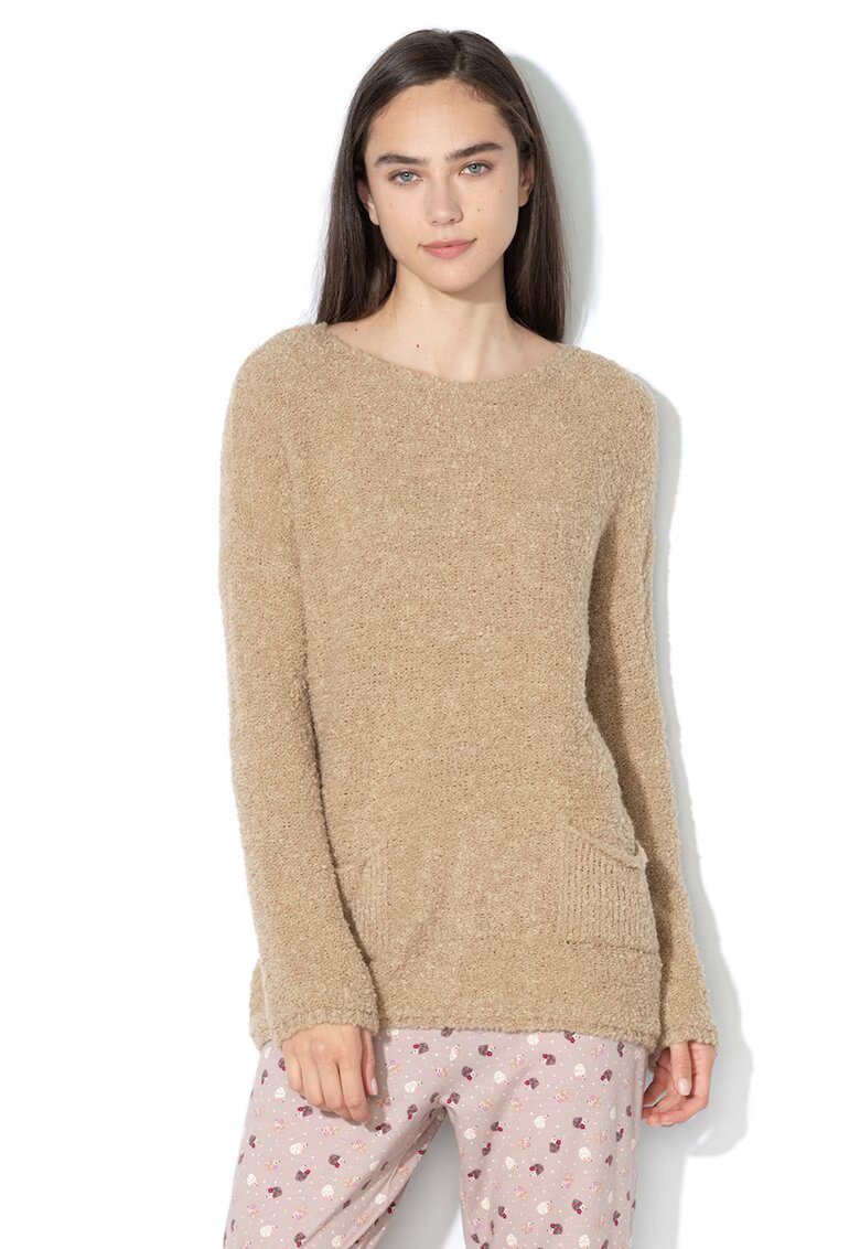 Undercolors of Benetton Pulover lejer din material pufos - cu buzunare - Maro camel