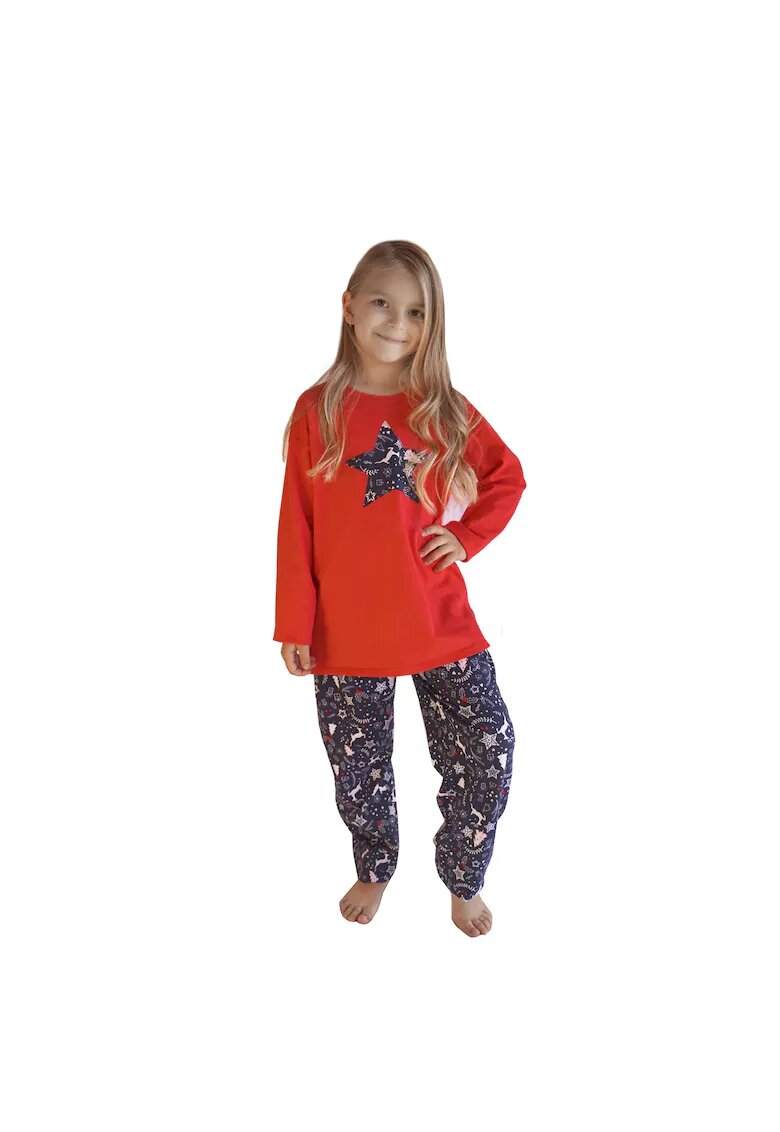 Uniconf Pijama fetite din bumbac Christmas PCI14 - multicolor - 6/8 ani