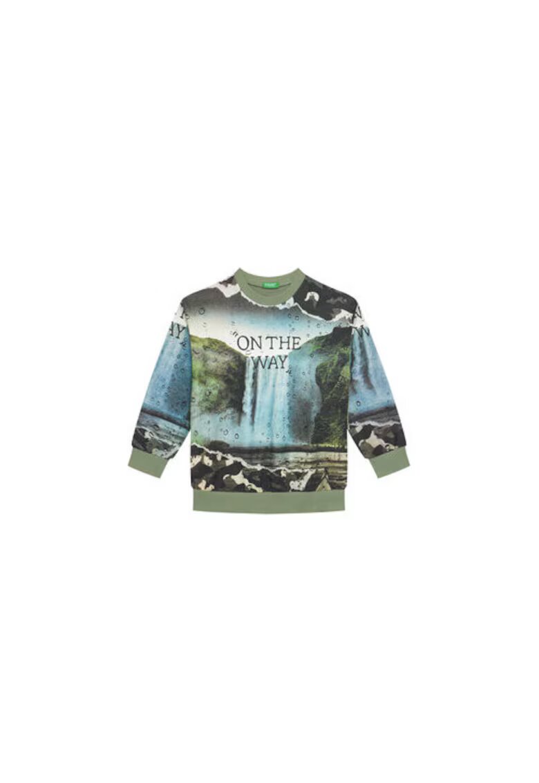 United Colors Of Benetton Bluza copii - verde - 100% bumbac -