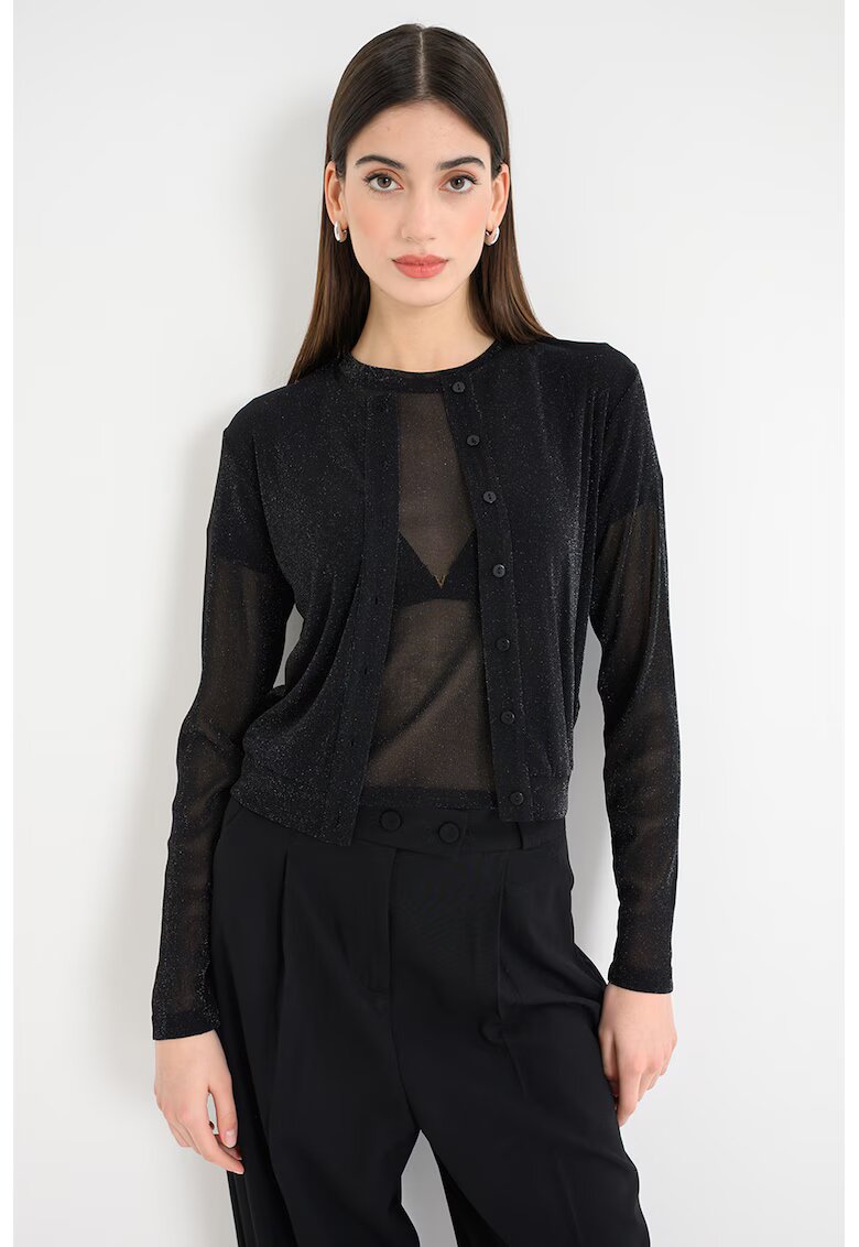 United Colors Of Benetton Bluza cu insertii stralucitoare - Negru stins/Argintiu