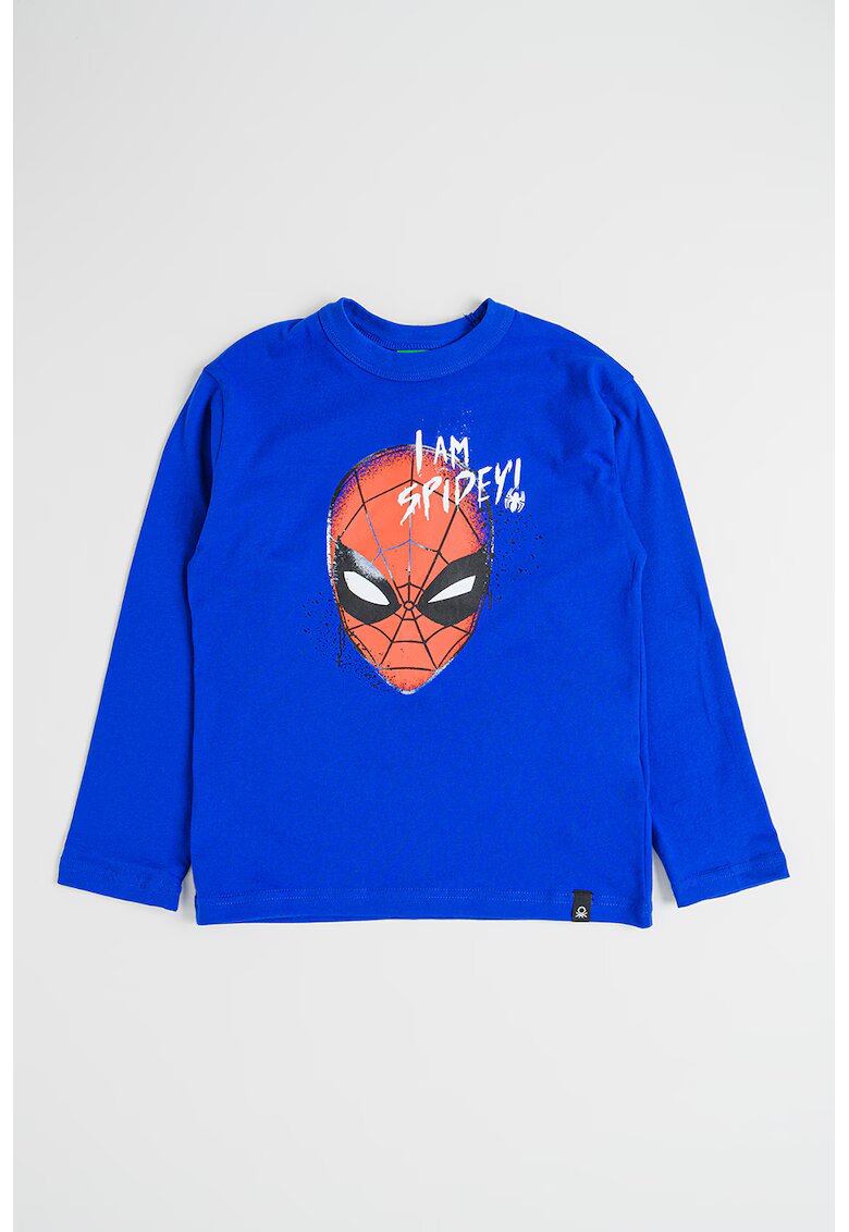 United Colors Of Benetton Bluza din bumbac cu imprimeu Spider-Man - Rosu/Negru/Albastru royal