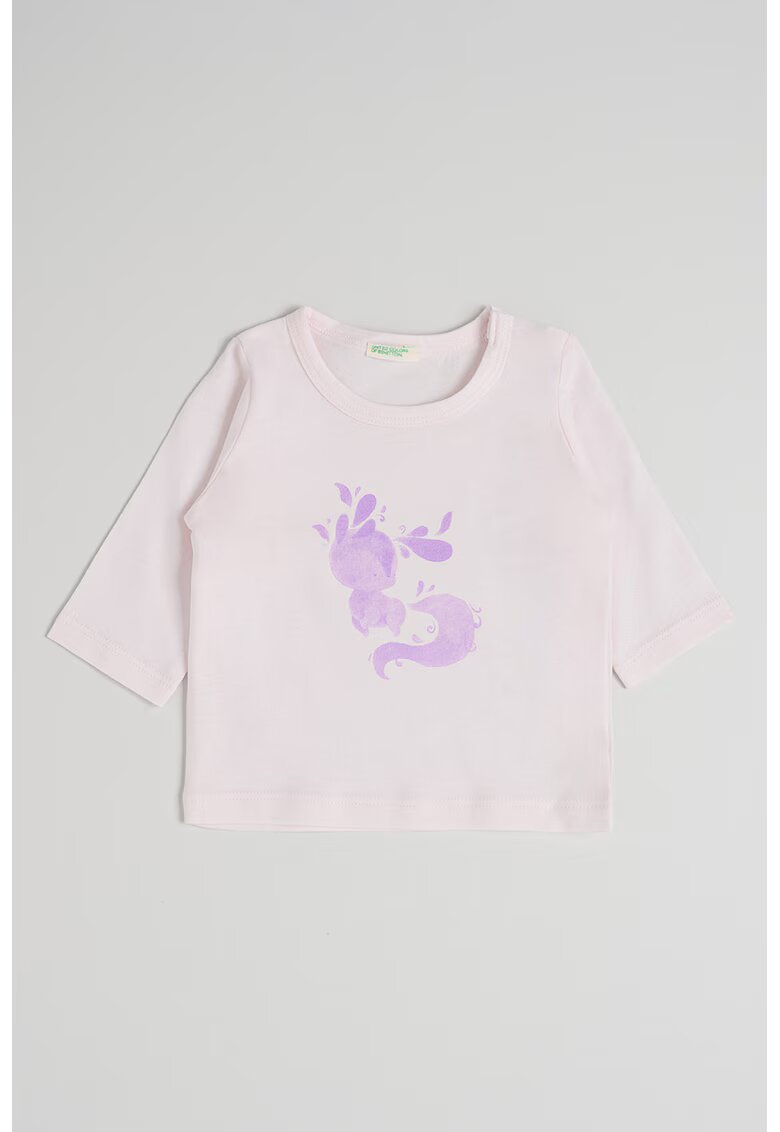 United Colors Of Benetton Bluza din bumbac cu model grafic - Roz pal