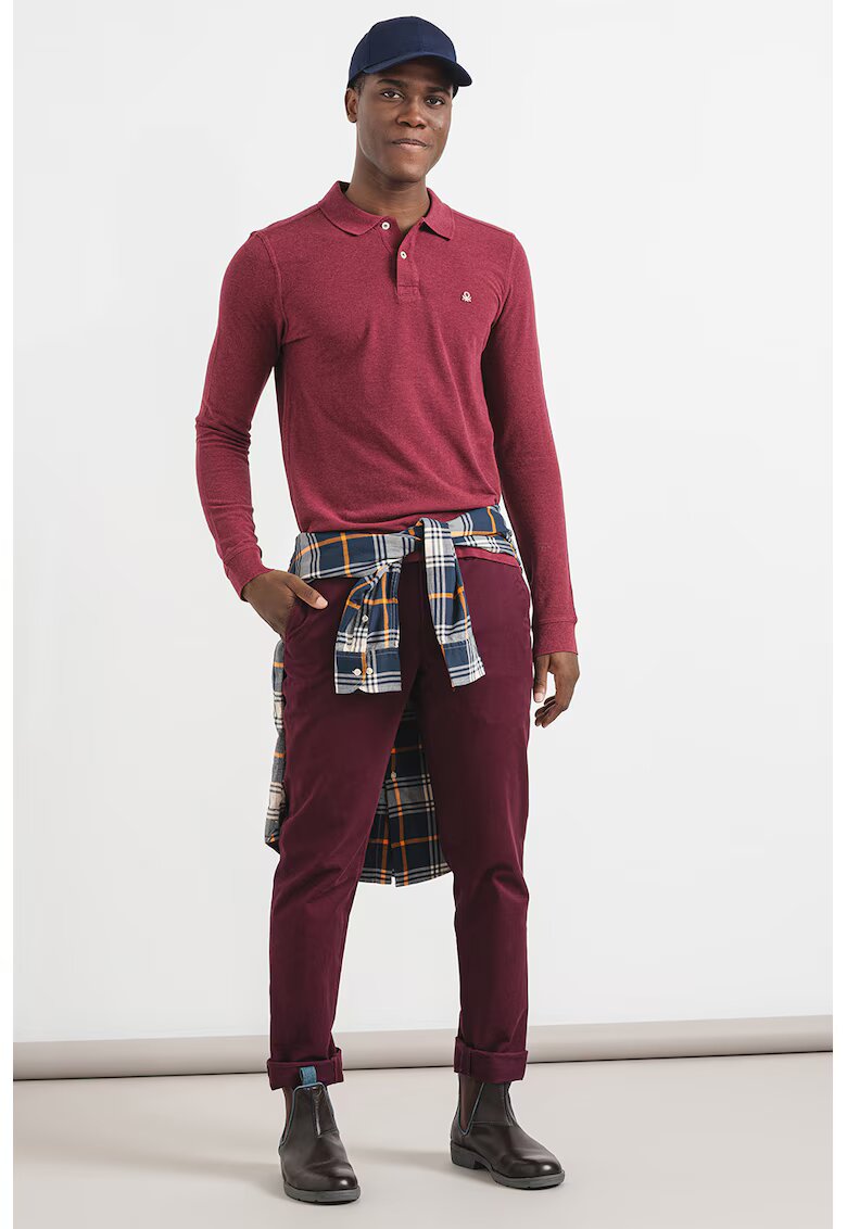 United Colors Of Benetton Bluza polo de bumbac - Visiniu