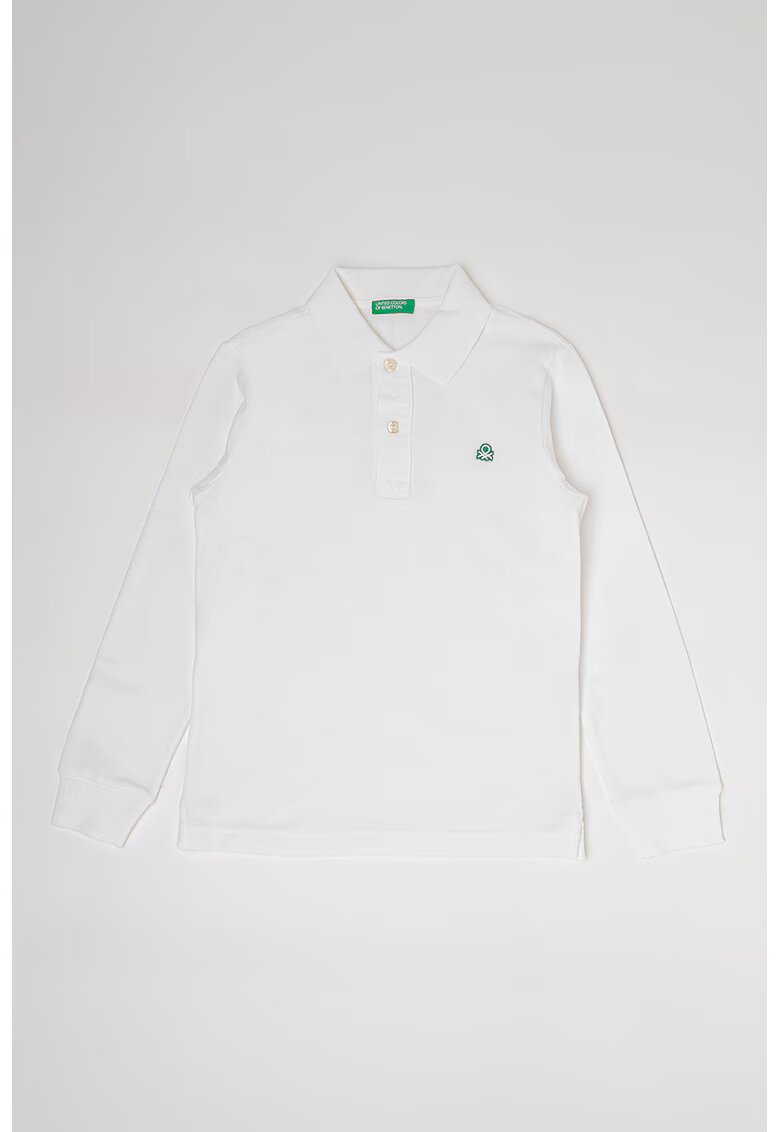 United Colors Of Benetton Bluza polo din pique de bumbac organic - Alb optic