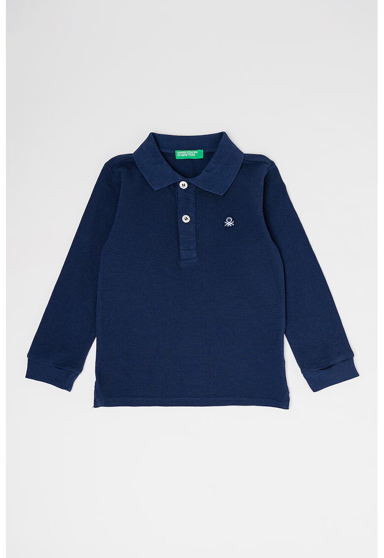 United Colors Of Benetton Bluza polo din pique de bumbac organic - Bleumarin