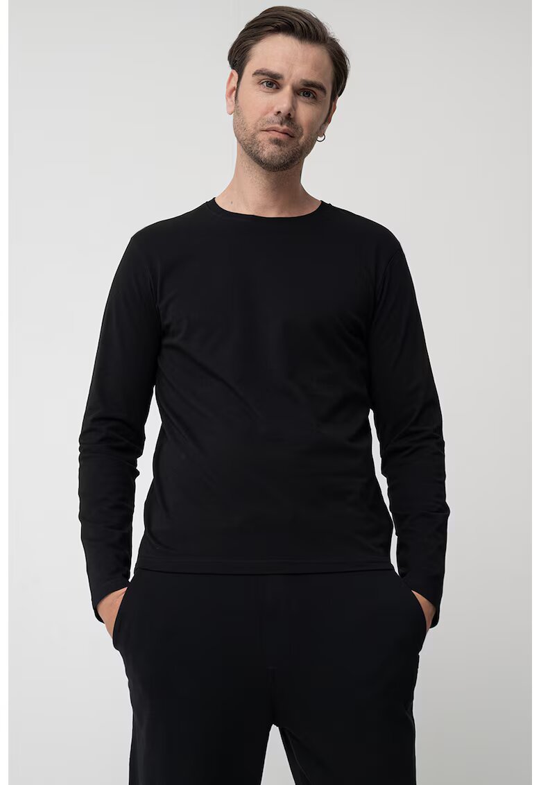 United Colors Of Benetton Bluza uni cu decolteu la baza gatului - Negru
