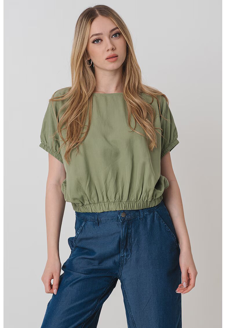 United Colors Of Benetton Bluza uni cu decupaj pe spate - Verde feriga