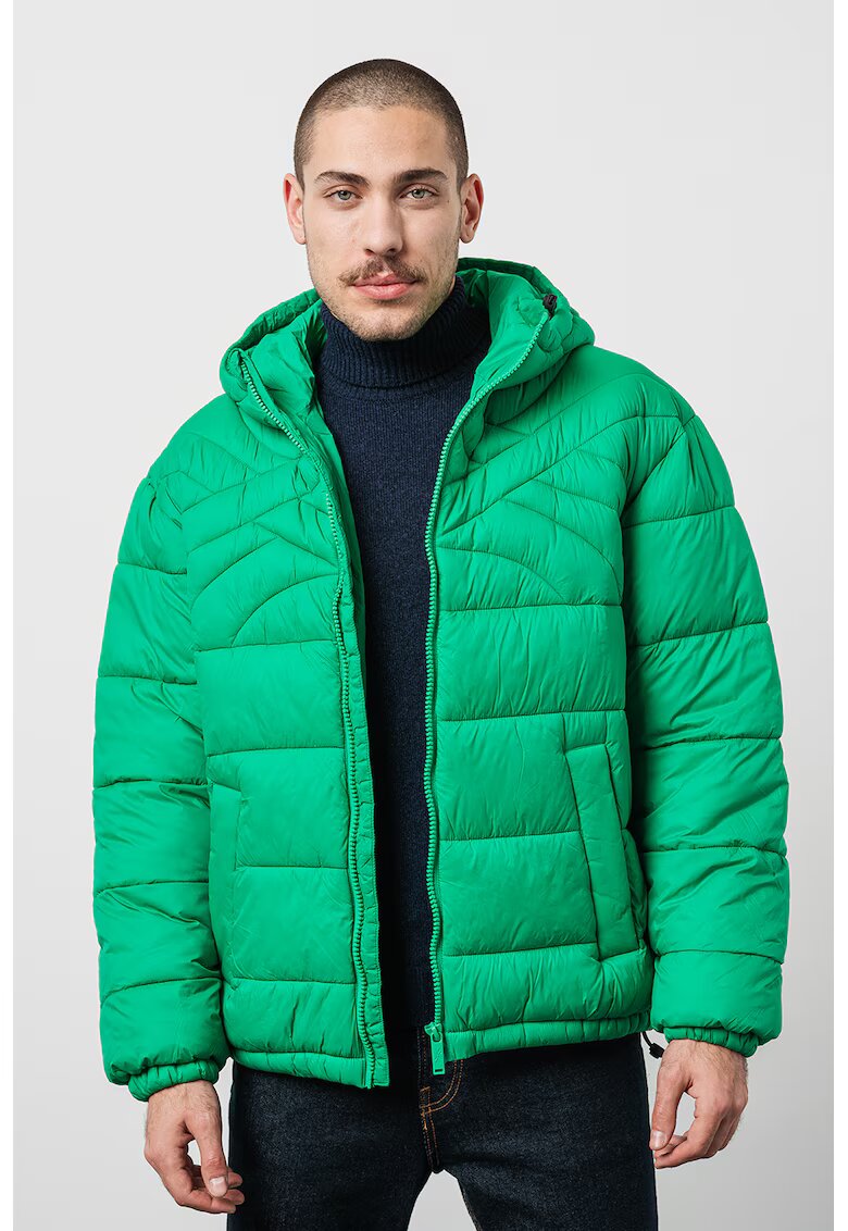 United Colors Of Benetton Geaca unisex cu gluga si aspect matlasat - Verde