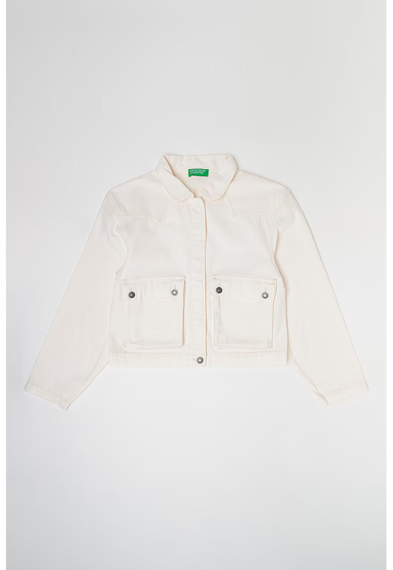 United Colors Of Benetton Jacheta crop cu capse - Crem
