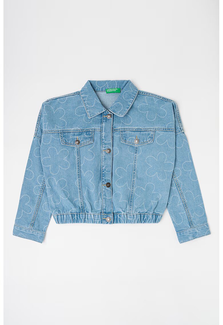 United Colors Of Benetton Jacheta crop de denim - Albastru deschis