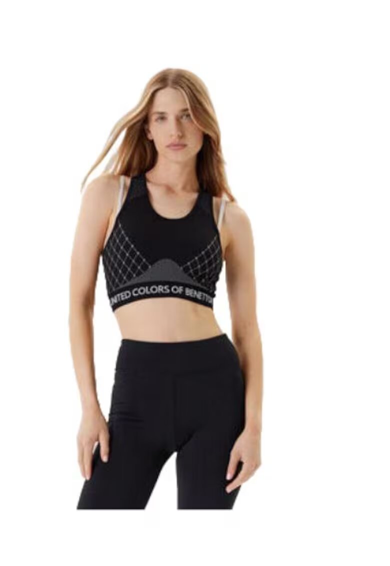 United Colors Of Benetton Maiou scurt dama - nylon/poliester/elastan - negru/gri