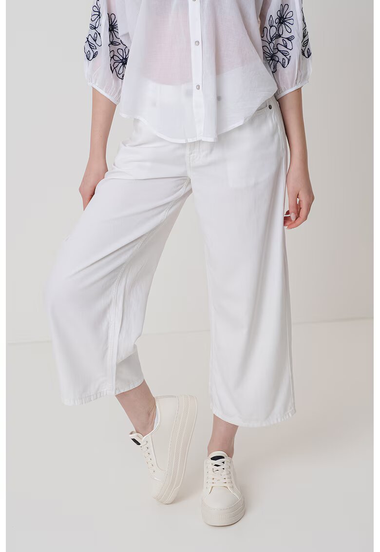 United Colors Of Benetton Pantaloni crop cu croiala ampla - Alb