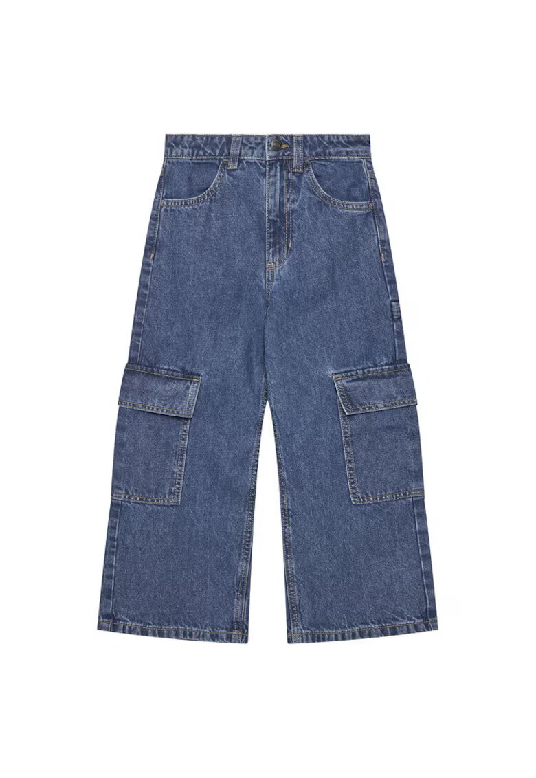 United Colors Of Benetton Pantaloni fete 4DW2CE035 - Bumbac - Albastru - Albastru