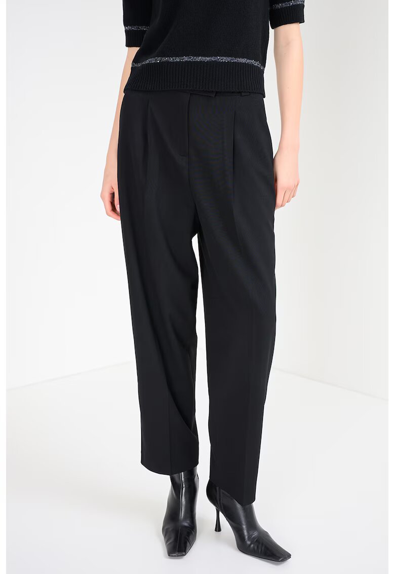 United Colors Of Benetton Pantaloni relaxed-fit cu croiala dreapta si pliuri - Negru
