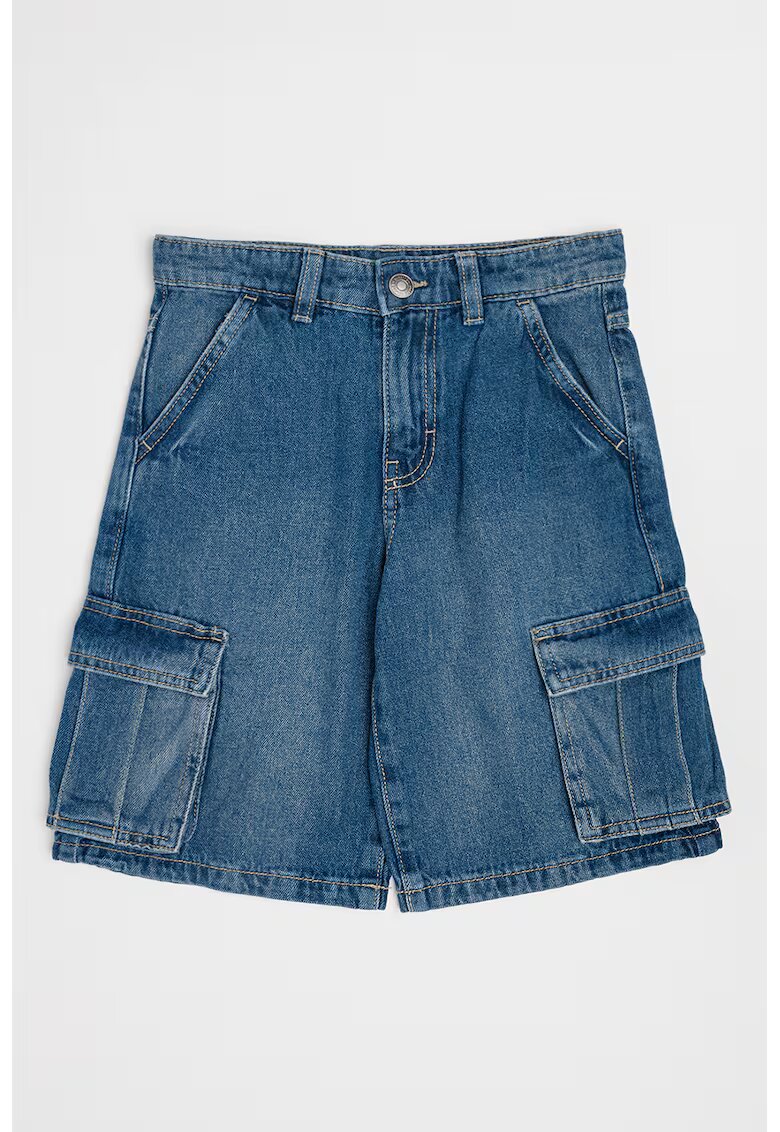 United Colors Of Benetton Pantaloni scurti cargo din denim - Albastru inchis