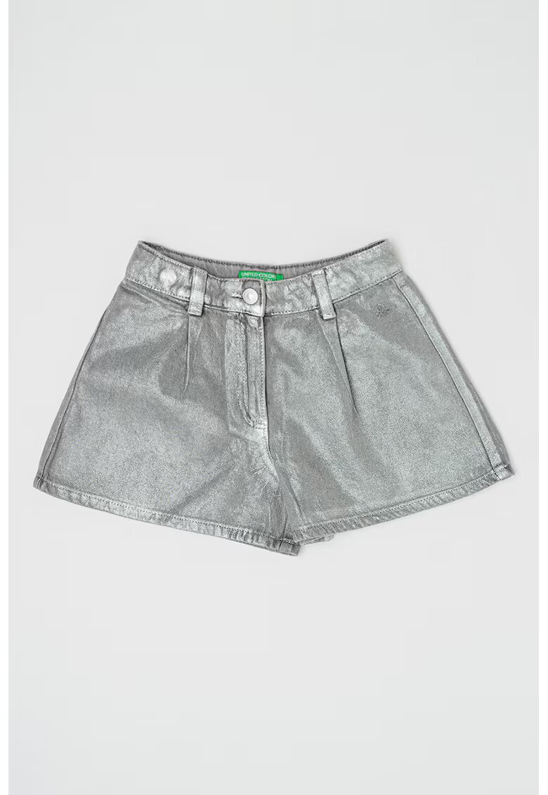 United Colors Of Benetton Pantaloni scurti cu croiala ampla si aspect metalizat - Argintiu