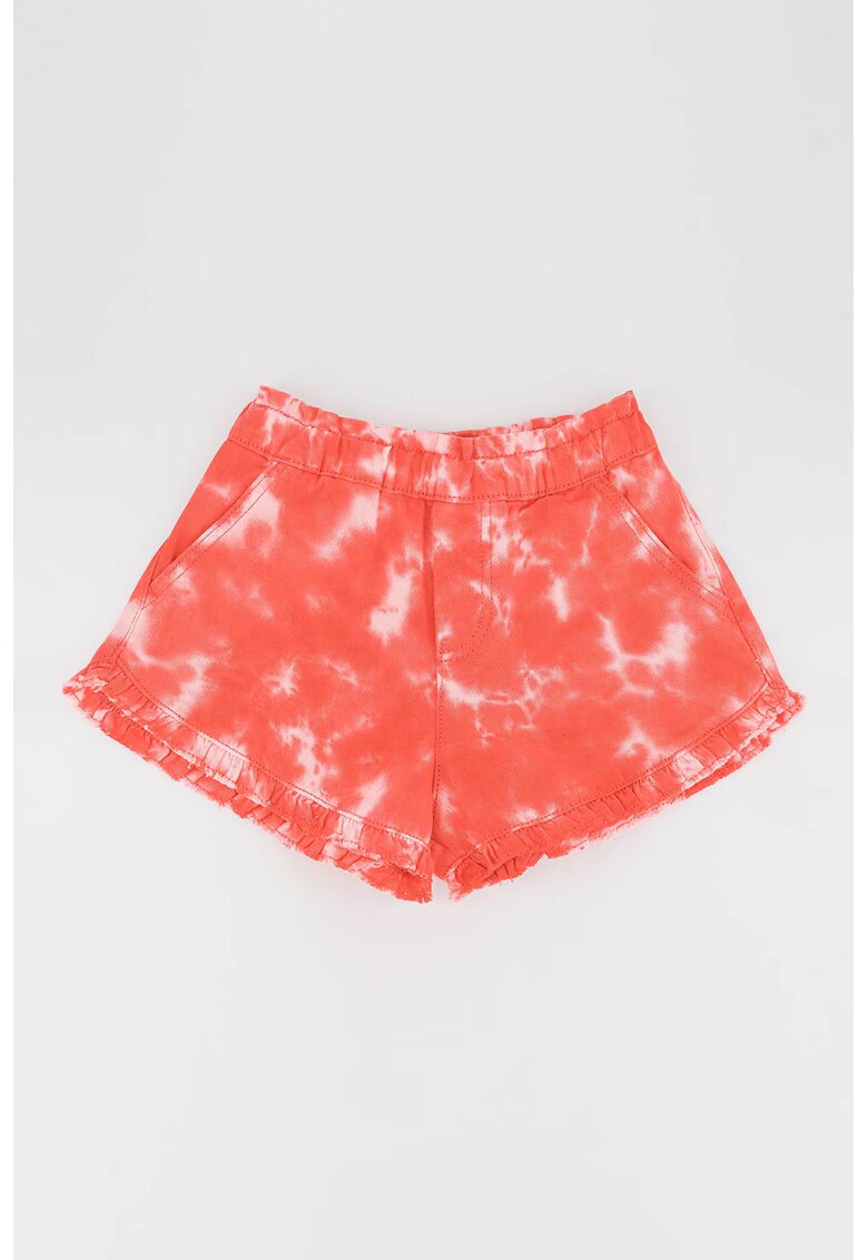 United Colors Of Benetton Pantaloni scurti cu imprimeu tie-dye si buzunare oblice - Alb/Coral