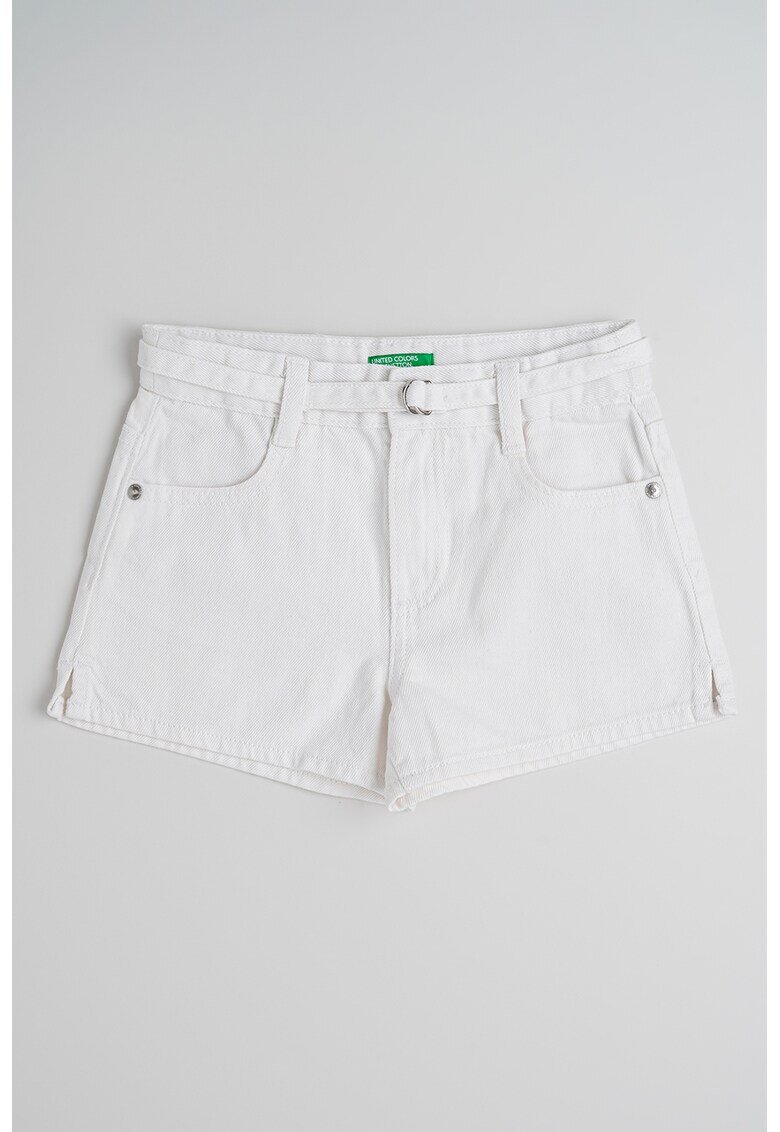 United Colors Of Benetton Pantaloni scurti cu talie medie si curea subtire - Alb optic
