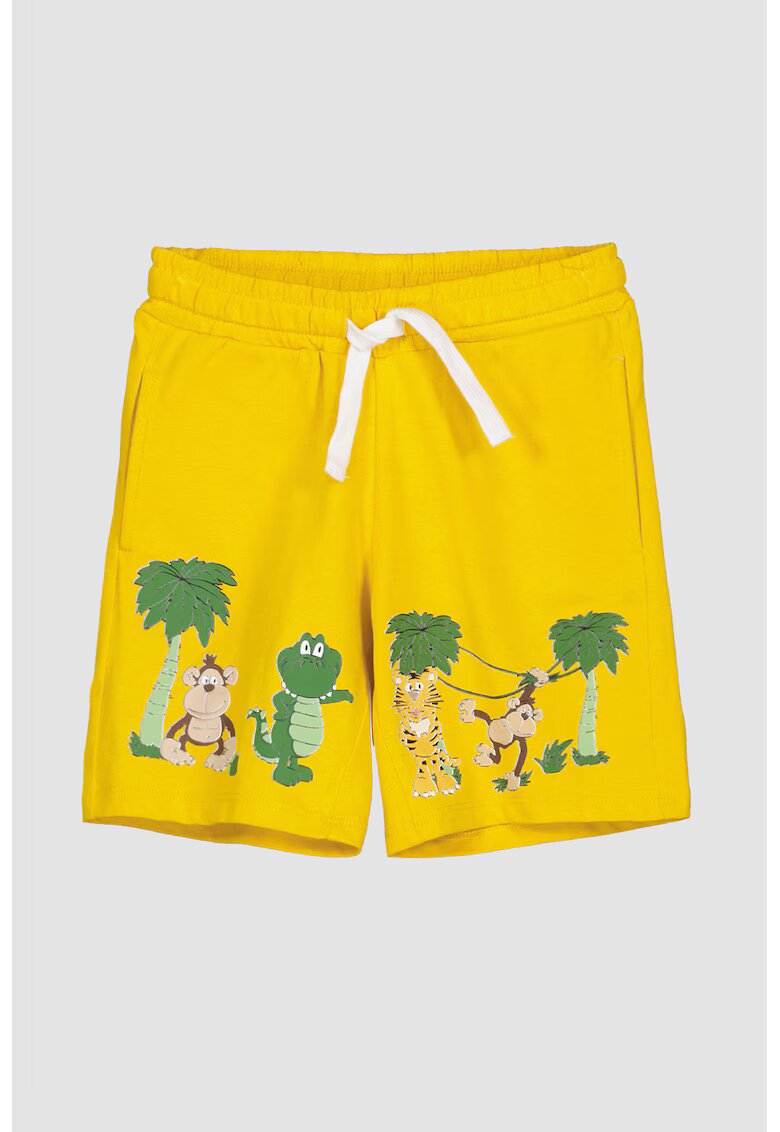 United Colors Of Benetton Pantaloni scurti de bumbac cu imprimeu - Galben sofran
